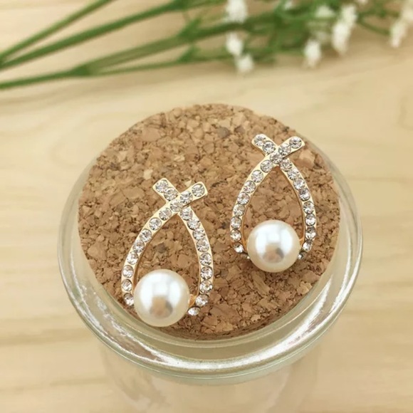 New! Pearl crystal earrings - Picture 2 of 2